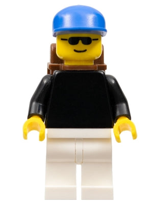 Preowned LEGO® Minifigure – Town pln045 Plain Black Torso w/Black Arms White Legs Sunglasse