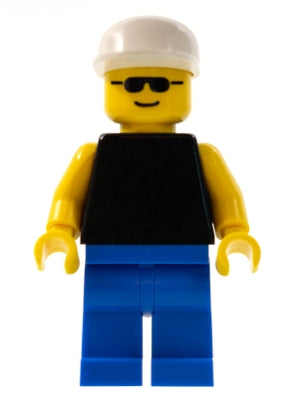 LEGO® Minifigure Town pln048 Plain Black Torso w/Yellow Arms Blue Legs Sunglasse