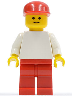 Preowned LEGO® Minifigure – Town pln054 Plain White Torso w/White Arms Red Legs Red Cap