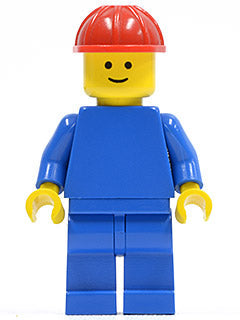 Preowned LEGO® Minifigure – Town pln076 Plain Blue Torso w/Blue Arms Blue Legs Red Construc