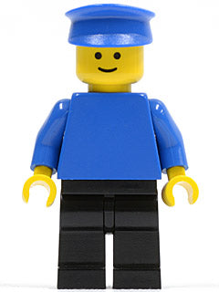 Preowned LEGO® Minifigure – Town pln086 Plain Blue Torso w/Blue Arms Black Legs Blue Hat