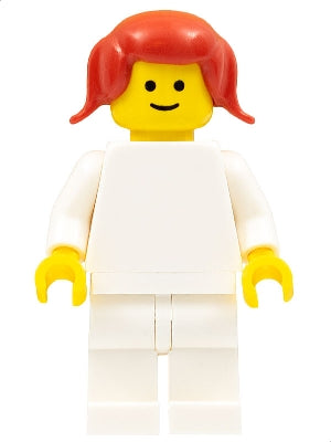 Preowned LEGO® Minifigure – Homemaker pln103 Plain White Torso White Hips and Legs Red Pigt