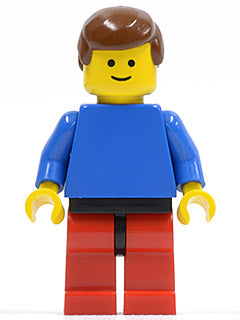 Preowned LEGO® Minifigure – Town pln105 Plain Blue Torso w/Blue Arms Red Legs w/Black Hips