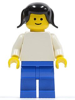 Preowned LEGO® Minifigure – Town pln107 Plain White Torso w/White Arms Blue Legs Black Pigt