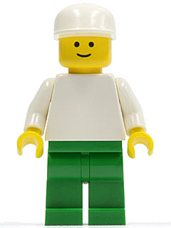Preowned LEGO® Minifigure – Town pln111 Plain White Torso w/White Arms Green Legs White Cap