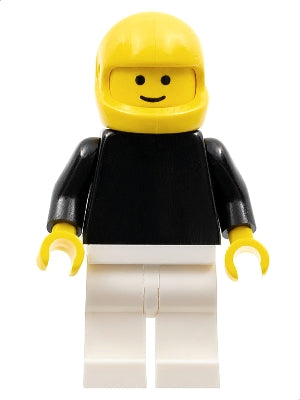 Preowned LEGO® Minifigure – Town pln114 Plain Black Torso w/Black Arms White Legs Yellow He