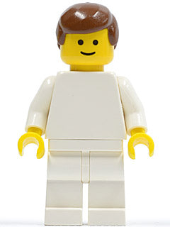 Preowned LEGO® Minifigure – Town pln140 Plain White Torso w/White Arms White Legs Brown Mal