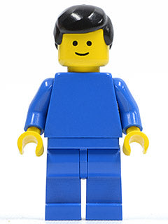 Preowned LEGO® Minifigure – Town pln141 Plain Blue Torso w/Blue Arms Blue Legs Black Male H