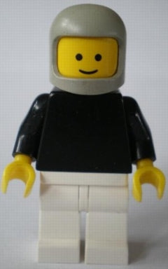 Preowned LEGO® Minifigure – Town pln152 Plain Black Torso w/Black Arms White Legs Light Gra