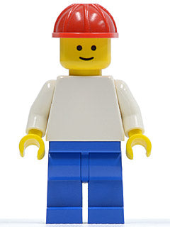 Preowned LEGO® Minifigure – Town pln154 Plain White Torso w/White Arms Blue Legs Red Constr