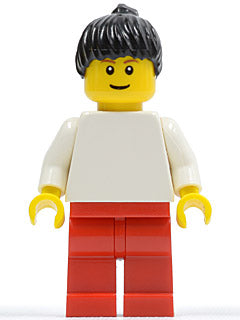 Preowned LEGO® Minifigure – Town pln157a Plain White Torso w/White Arms Red Legs Black Pony