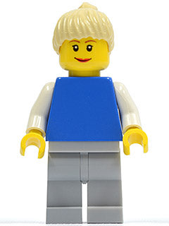 LEGO® Minifigure Town pln158 Plain Blue Torso w/White Arms Light Bluish Gray Leg