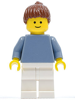 Preowned LEGO® Minifigure – Town pln161 Plain Sand Blue Torso w/Sand Blue Arms White Legs R