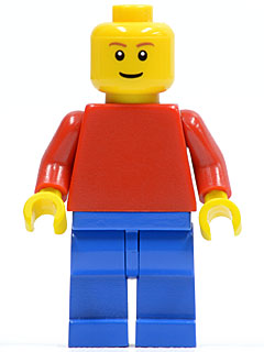 Preowned LEGO® Minifigure – School Supplies pln169 Plain Red Torso w/Red Arms Blue Legs Bro