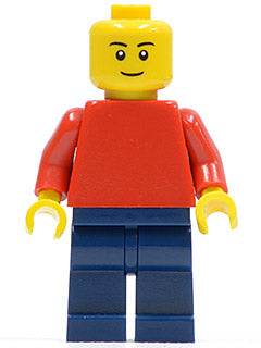 Preowned LEGO® Minifigure – School Supplies pln171 Plain Red Torso w/Red Arms Dark Blue Leg