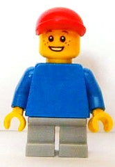 Preowned LEGO® Minifigure – Town pln173 Plain Blue Torso w/Blue Arms Short Light Bluish Gra