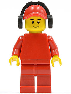 Preowned LEGO® Minifigure – Racers pln177 Plain Red Torso w/Red Arms Red Legs Red Cap w/Hol