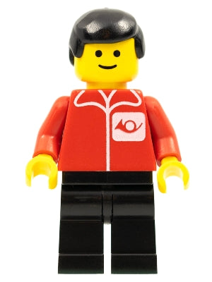 Preowned LEGO® Minifigure – Town post004 Post Office Black Legs Black Male Hair