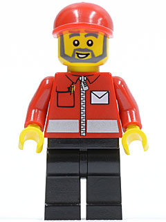 Preowned LEGO® Minifigure – Town post008 Post Office White Envelope and Stripe Black Legs R
