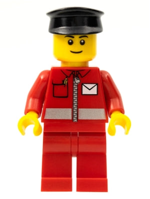 LEGO® Minifigure Town post010a Post Office White Envelope and Stripe Red Legs Bl