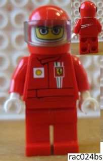 Preowned LEGO® Minifigure – Racers rac024bs F1 Ferrari Driver w/Helmet and Balaclava w/Tors