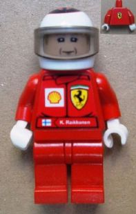Preowned LEGO® Minifigure – Racers rac035s F1 Ferrari K. Raikkonen w/Helmet White Printed w