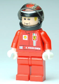 Preowned LEGO® Minifigure – Racers rac042s F1 Ferrari K. Raikkonen w/Helmet Black Printed w