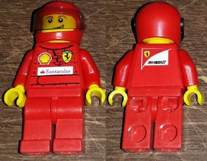 Preowned LEGO® Minifigure – Racers rac052s F1 Ferrari Pit Crew Tire Carrier w/Torso Sticker