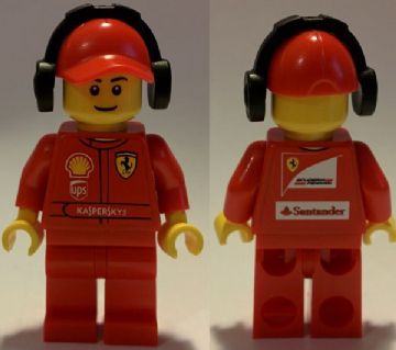 Preowned LEGO® Minifigure – Racers rac056 F1 Ferrari Marshall w/Torso Stickers w/Shell UPS