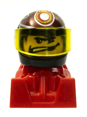 Preowned LEGO® Minifigure – Racers rac093 Racer Wide Mouth Black Helmet w/Pattern Red Body