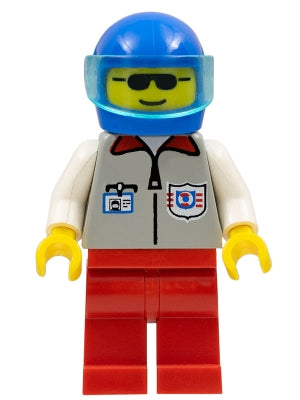 Preowned LEGO® Minifigure – Town res004 Coast Guard 1 Red Legs Blue Helmet Trans-Light Blue