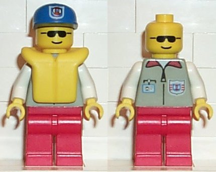 Preowned LEGO® Minifigure – Town res006 Coast Guard 1 Red Legs Blue Cap w/Rescue Pattern Su
