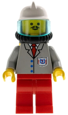 Preowned LEGO® Minifigure – Town res007 Coast Guard 2 Red Legs Air Tanks White Fire Helmet