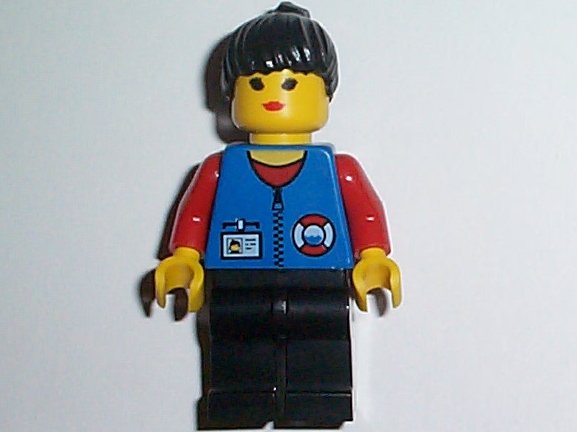 LEGO® Minifigure Town res010 Coast Guard City Center Red Collar & Arms Black Leg