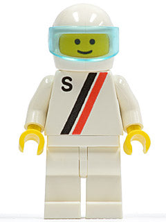 Preowned LEGO® Minifigure – Town s006 S White w/Red/Black Stripe White Legs White Helmet Tr