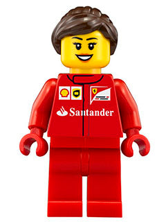 Preowned LEGO® Minifigure – SPEED CHAMPIONS sc017 Scuderia Ferrari Team Crew Member Female