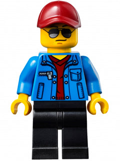 Preowned LEGO® Minifigure – SPEED CHAMPIONS sc021 Race Official Male Blue Jacket over Dark