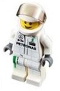 Preowned LEGO® Minifigure – SPEED CHAMPIONS sc043 Mercedes F1 W07 Hybrid Driver White Helme