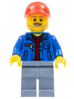 Preowned LEGO® Minifigure – SPEED CHAMPIONS sc073 Race Marshal Male Blue Jacket over Dark R