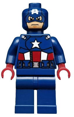 Preowned LEGO® Minifigure – Super Heroes sh0014 Captain America Dark Blue Suit Dark Red Hand