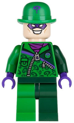 Preowned LEGO® Minifigure – Super Heroes sh0088 The Riddler Green and Dark Green Zipper Outf