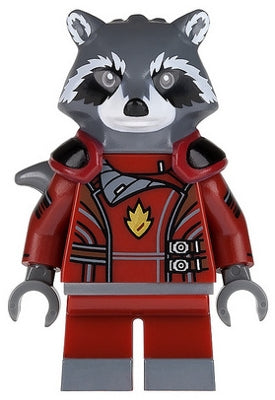 Preowned LEGO® Minifigure – Super Heroes sh0090 Rocket Raccoon Dark Red Outfit Dark Bluish