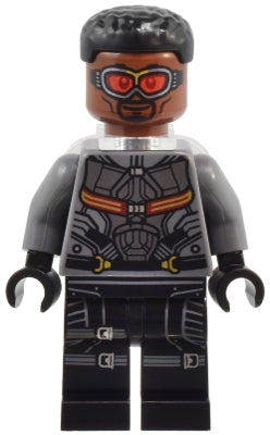 Preowned LEGO® Minifigure – Super Heroes sh0929 Falcon - Dark Bluish Gray and Black Suit, Printed Legs