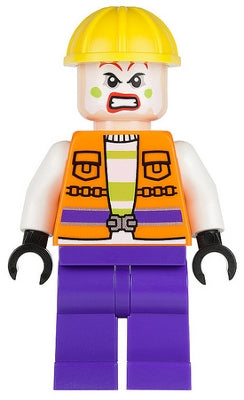 Preowned LEGO® Minifigure – Super Heroes sh0093 Jokers Goon Construction Outfit Orange Jacke
