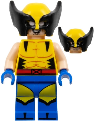 Preowned LEGO® Minifigure – Super Heroes sh0939 Wolverine - Yellow and Black Mask, Blue Hands