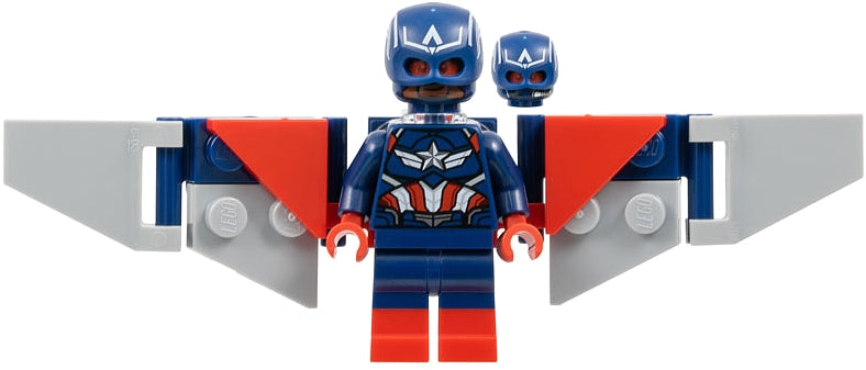 Preowned LEGO® Minifigure – Super Heroes sh1003 Captain America (Sam Wilson) - Dark Blue Suit, Backpack and Wings withou