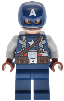 Preowned LEGO® Minifigure – Super Heroes sh1011 (Captain America - Dark Blue Suit with Strap)