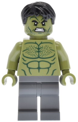 Preowned LEGO® Minifigure – Super Heroes sh1013 (Hulk - Minifigure, Dark Bluish Gray Legs)