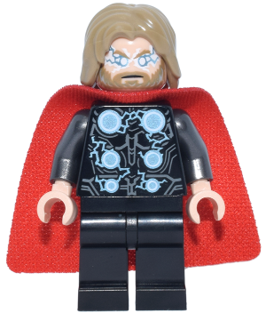 Preowned LEGO® Minifigure – Super Heroes sh1014 (Thor - Spongy Cape with Single Hole, Black Legs, Dark Tan Tousled Hair)