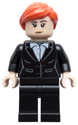 Preowned LEGO® Minifigure – Super Heroes sh1039 (Pepper Potts - Black Suit, Reddish Orange Ponytail)